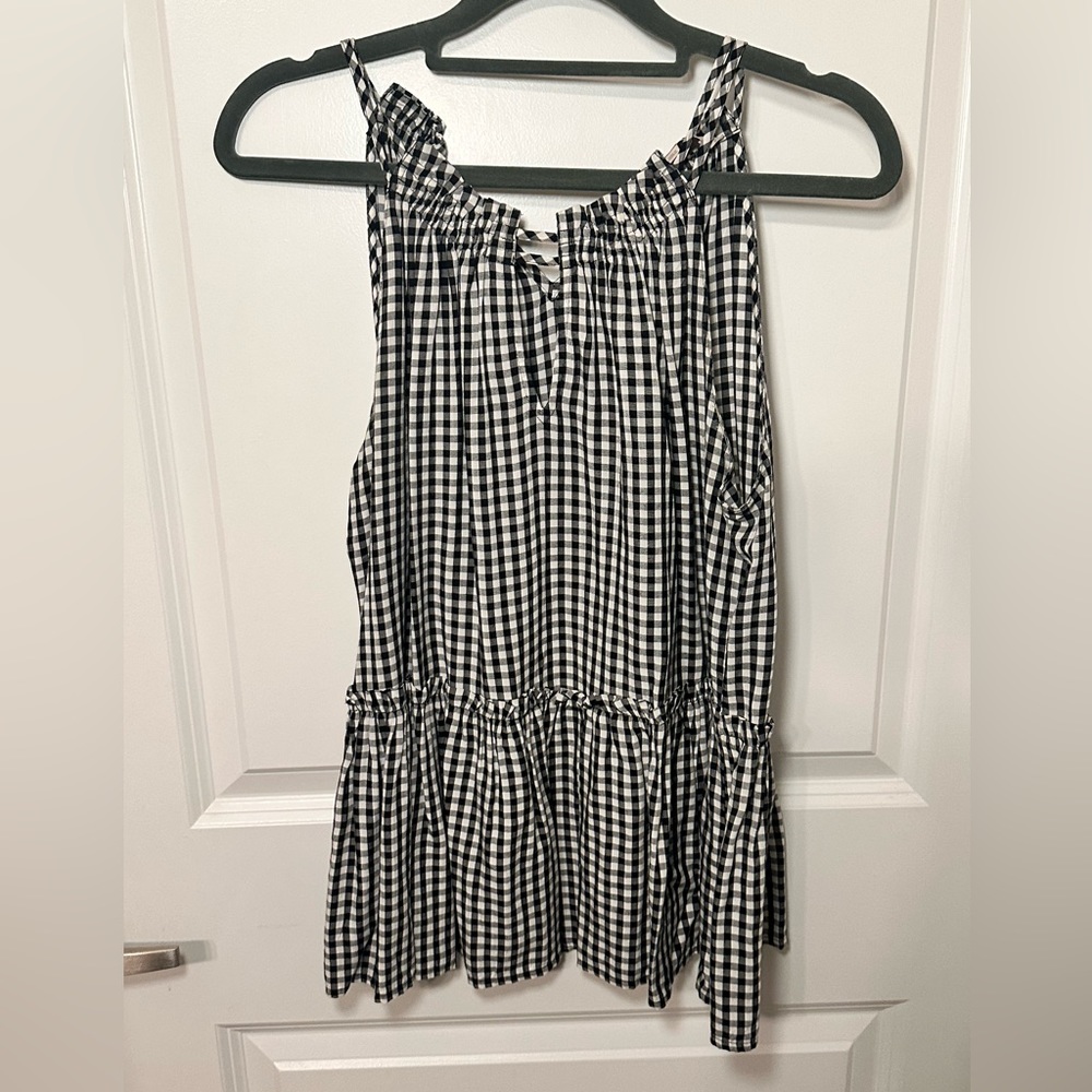 GINGHAM HIGH NECK TOP